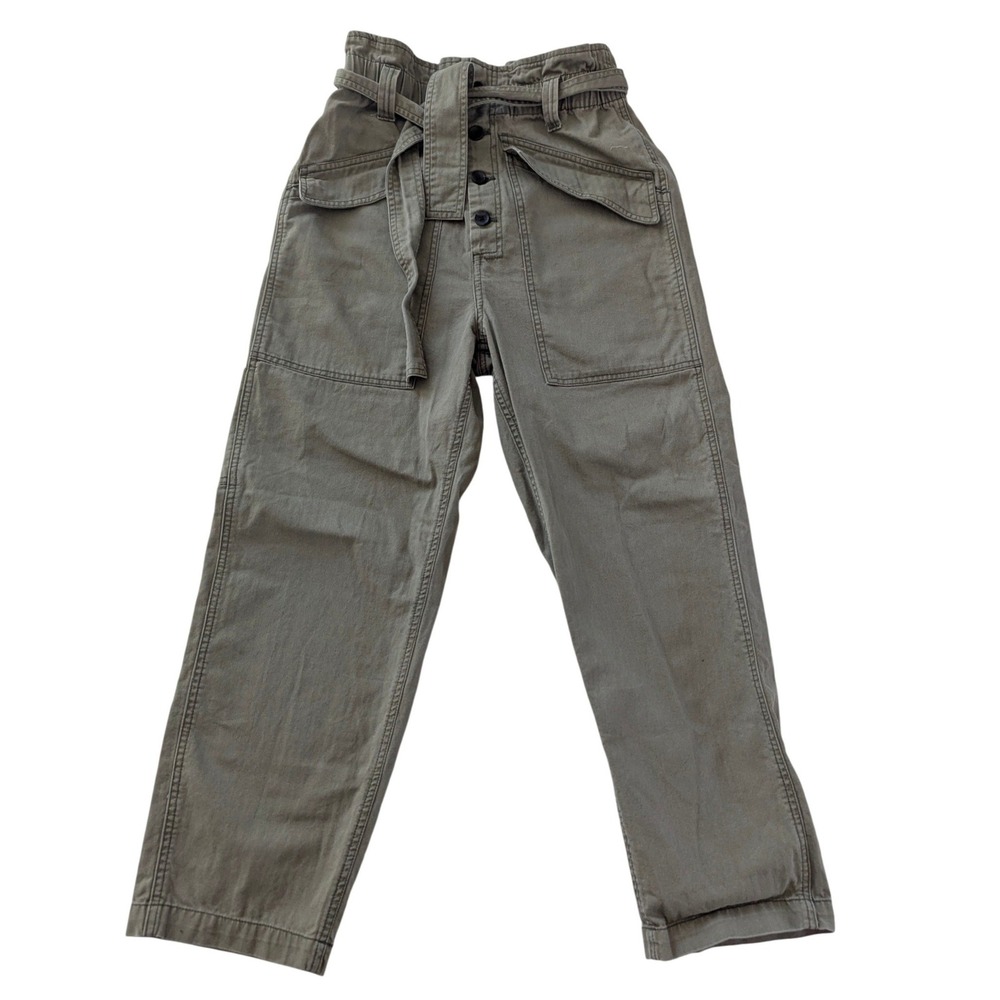 BDG Pants Women‎ S Green Paperbag Waist Utility Cargo Straight Leg Cotton